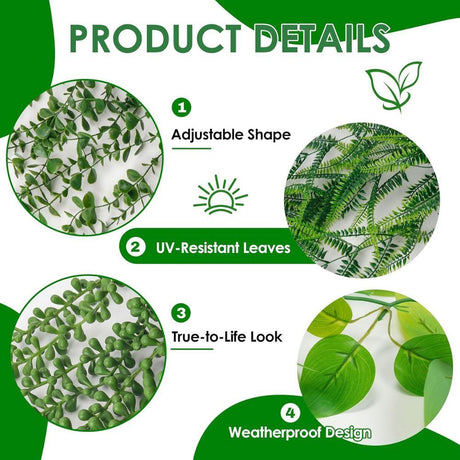1 Pack Artificial Pea Leaf Hanging Plant with Black Pot, Fake Trailing Pea Pod Vine, Low Maintenance Faux Greenery for Indoor Wall Balcony Home Decor