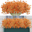 14 Pack Artificial Fall Orange Daisy Eucalyptus Flower Stems, Fake Autumn Violet Floral Branches, Large Full Harvest Thanksgiving Yard & Table Decor
