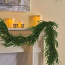 270cm Extra Long Lifelike Real Touch Norfolk Pine Swag Garland, Dense Full Soft Rubber Cypress Pine Vine, Large Neutral Green Christmas Mantel Greenery for Australian Farmhouse Holiday Styling