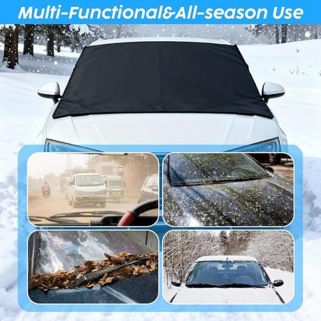 600D Oxford Car Windshield Cover, All Season Windshield Sun Shade & Snow Frost Protector, Waterproof Dustproof Heat Insulation Front Screen Cover with Storage Bag for Sedan SUV