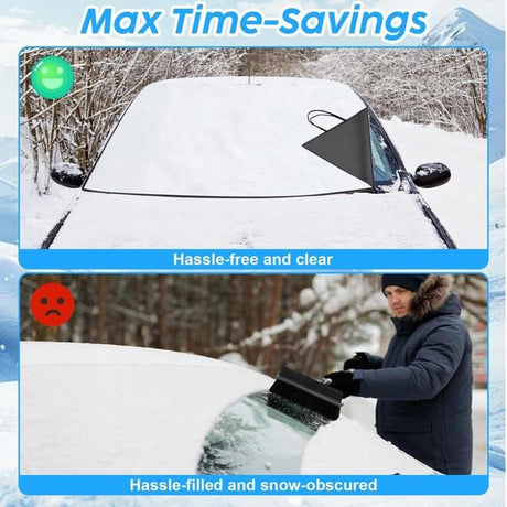 600D Oxford Car Windshield Cover, All Season Windshield Sun Shade & Snow Frost Protector, Waterproof Dustproof Heat Insulation Front Screen Cover with Storage Bag for Sedan SUV