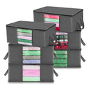 6 Pack 35L Clothes Storage Bags, Foldable Under Bed Storage Boxes with Clear Window, Reinforced Handles Quilt Blanket Organiser Containers for Wardrobe Closet Bedroom Storage