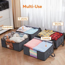 6 Pack 35L Clothes Storage Bags, Foldable Under Bed Storage Boxes with Clear Window, Reinforced Handles Quilt Blanket Organiser Containers for Wardrobe Closet Bedroom Storage