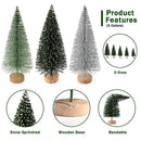 30 Pack Mini Christmas Bottle Brush Trees with Wooden Base, Gradient Green Artificial Frosted Small Pine Trees, Tabletop Mini Xmas Tree Decor for Home Party DIY Craft Table Centerpiece Ornaments