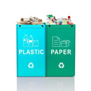 Collapsible Recycling Bags 40L, Waterproof Reusable Laminated Waste Sorting Bins with Carry Handles, Cyan Plastic & Dark Green Paper 2‑Pack for Home Indoor Kitchen Recycling