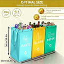 Collapsible Recycling Bags 40L, Waterproof Reusable Laminated Waste Sorting Bins with Carry Handles, Cyan Plastic & Dark Green Paper 2‑Pack for Home Indoor Kitchen Recycling