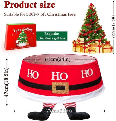 Christmas Tree Collar, 48 Inch Foldable Christmas Tree Skirt Ring, Santa Leg Design Xmas Tree Base Decoration