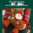 Snowman Riding Reindeer Christmas Stocking, Large Plush Hanging Gift Bag, Xmas Fireplace Mantel & Party Decoration