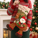 Santa Claus Riding Reindeer Christmas Stocking, Large Plush Hanging Gift Bag, Xmas Fireplace Mantel & Party Decoration