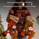 Santa Claus Riding Reindeer Christmas Stocking, Large Plush Hanging Gift Bag, Xmas Fireplace Mantel & Party Decoration