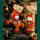 2 Pack Christmas Stockings, Santa & Snowman Riding Reindeer Large Plush Hanging Gift Bags, Xmas Fireplace Mantel & Party Decorations