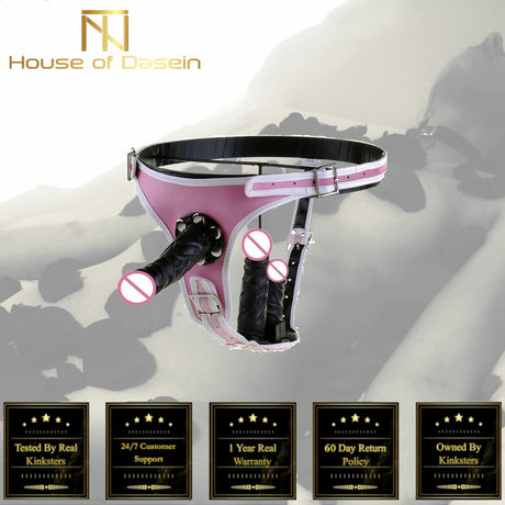 House Of Dasein Pegging Kit Pink Panties Black Realistic Dildos Strapon Harness - Black