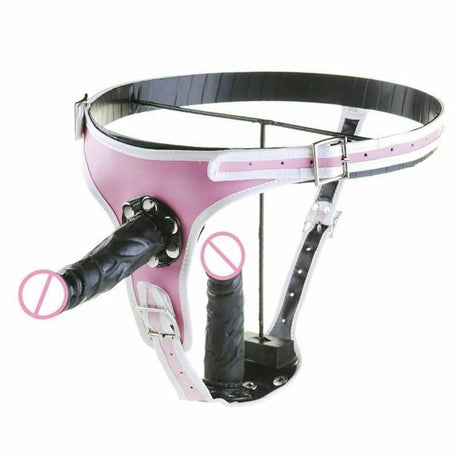 House Of Dasein Pegging Kit Pink Panties Black Realistic Dildos Strapon Harness - Black