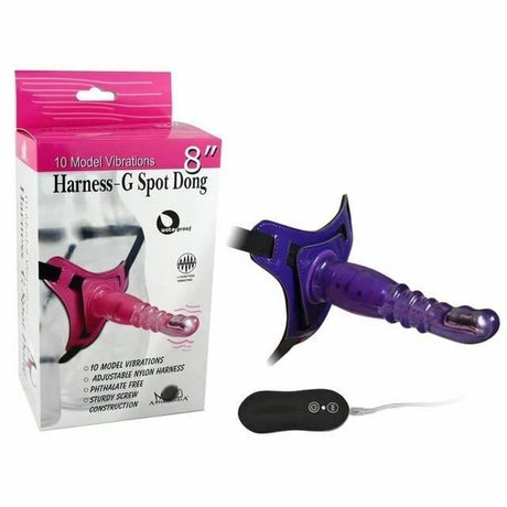 House Of Dasein 8 Inch Harness G Spot Vibrator Dildo Dong Strapon Belt Pegging Kit - Purple
