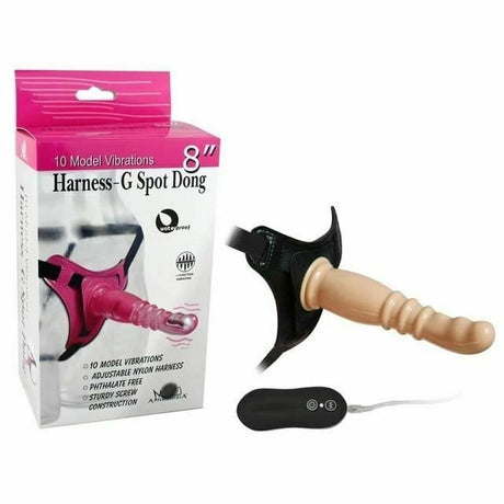 House Of Dasein 8 Inch Harness G Spot Vibrator Dildo Dong Strapon Belt Pegging Kit - Flesh