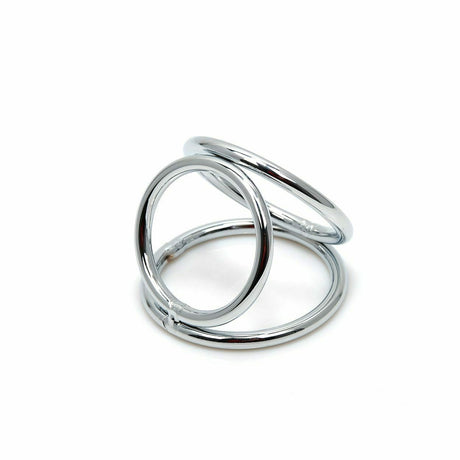 House Of Dasein Triple Stainless Steel Cock Ball Ring Chastity Device Bdsm - Silver - L