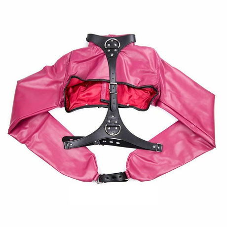 House Of Dasein Rose Red Straitjacket Body Bondage Restraints Women Fetish Clothing Bdsm - Pink