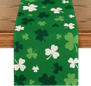 Green Shamrock St. Patrick's Day Table Runner, Seasonal Spring Kitchen Dining Table Decoration for Home Party Decor 13x72 Inch