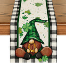 Buffalo Plaid Shamrock Gnome St. Patrick's Day Table Runner, Seasonal Spring Holiday Kitchen Dining Table Decoration for Indoor Outdoor Home Party Decor 13 x 72 Inch