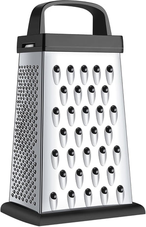 Cheese Grater, Mini Size 4-Sided Stainless Steel Grater, Food Shredder for Cheese, Parmesan, Vegetable, Dishwasher Safe, Black