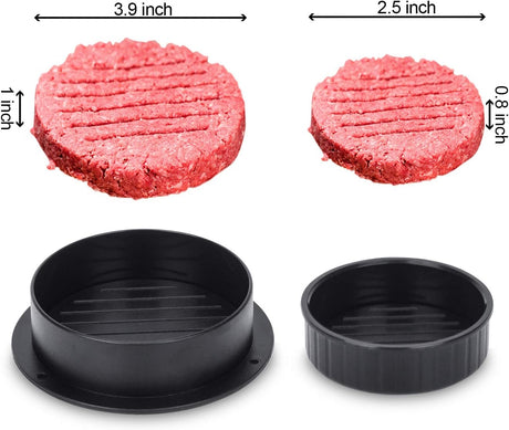 Burger Press, Hamburger Press Patty Maker With 100Pcs Hamburger Patty Paper, 3 in 1 Non Stick Patty Mold for Stuffed Burgers, Sliders, Veggie Beef Burger, Kitchen Barbecue Tool Grilling Accessories