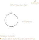 Wine Glass Charm Rings 60-120pcs Silver Plated 25mm Beading Charm Rings Wine Glass Marker for Birthday Party Wedding Festival Favor