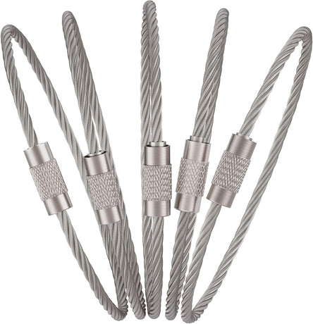 6 Inch Wire Keychain Cable Large Stainless Steel Key Ring Loop for Outdoor Hiking Connectable Luggage Tag Keeper