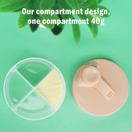 Baby Formula Dispenser On The Go, Non-Spill Rotating Four-Compartment Formula Container to Go, Milk Powder Kids Snack Container for Infant Toddler Travel Outdoor, Pink