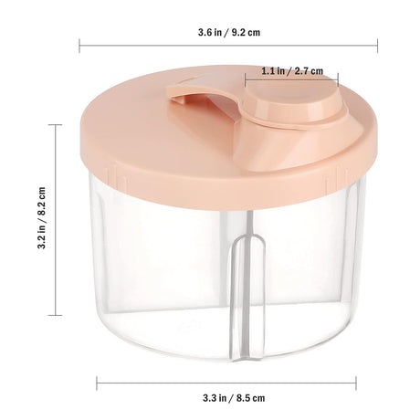 Baby Formula Dispenser On The Go, Non-Spill Rotating Four-Compartment Formula Container to Go, Milk Powder Kids Snack Container for Infant Toddler Travel Outdoor, Pink