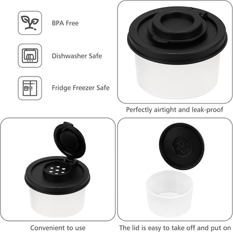 Salt and Pepper Shakers, Mini Salt Shaker to go Moisture Proof Salt Pepper Shakers Spice Container Dispenser for Camping Picnic Lunch Boxes Travel Kitchen