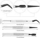 3 Pieces Tweezers with Rubber Tips PVC Coated Set Rubber Straight Flat Tip Long Bent Tweezers for Crafts Stamps Beads Jewelry Tools(Black)