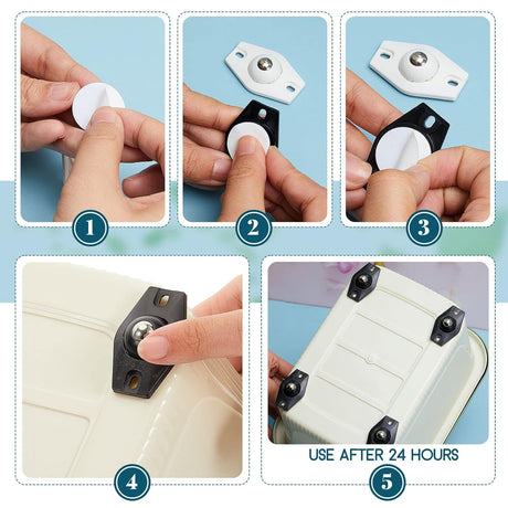 8 Pcs Self Adhesive Caster Wheels Mini Swivel 360 Degree Rotation Sticky Pulley Wheels for Projects with Ball Bearings Roller Casters for Furniture Storage Box Trash
