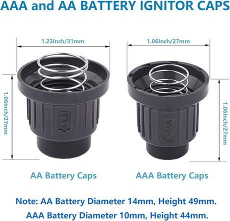 2Pcs AA Battery Push Button Igniter Caps with Spring, Igniter Replacement Button Cap for Blackstone Char-Broil Gas Grill, BBQ, Fire Pit, Barbecue, Spark Generator Cover