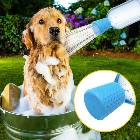 Portable Outdoor Shower for Dogs, Portable Pet Shower Head Attachment Outdoor Water Sprayer Accessory, Fits Most Plastic Water Bottles for Camping Hiking Beach (1 Pack, Blue)