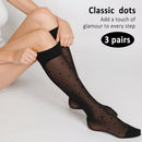 3 Pairs Women's Sheer Knee High Stockings, Black Dot Sheer Thin Socks, Stretchy Breathable Knee High Socks