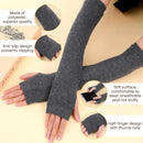 4 Pairs Arm Warmers Women Winter Long Fingerless Gloves Knit Mitten Elbow Length Gloves with Thumb Hole, Warm and Comfortable (Black, Coffee, Dark Gray, Light Gray)