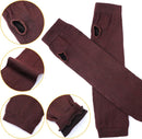 4 Pairs Arm Warmers Women Winter Long Fingerless Gloves Knit Mitten Elbow Length Gloves with Thumb Hole, Warm and Comfortable (Black, Coffee, Dark Gray, Light Gray)