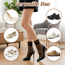 8 Pairs Womens Sheer Ruffle Socks, Ultra Thin Nude Ankle Socks, See Through Silk Nylon Stockings, Anti-Slip Invisible Elastic Short Sheer Sock for Women, Cool Breathable Summer Sock (4 Colors)