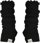 Black Arm Warmers Women Winter Long Black Cotton Fingerless Gloves Knit Mitten Elbow Length Gloves with Thumb Hole, Warm and Comfortable (Cotton)