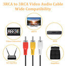5FT RCA Audio Video Composite Cable, AV Cable Red/White/Yellow 3 Male to 3 Male for TV, DVD, VCR, Projector, Amplifier, Speaker, Satellite, Home Theater Receivers