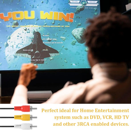 2 Pcs 5FT RCA Audio Video Composite Cable, AV Cable Red/White/Yellow 3 Male to 3 Male for TV, DVD, VCR, Projector, Amplifier, Speaker, Satellite, Home Theater Receivers