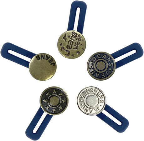 10 Pcs Expander Button for Extender Jeans Pants Collar, 5 Styles Pants Waist No Sew Instant Silicone Extender Button for Men and Women
