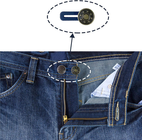 10 Pcs Expander Button for Extender Jeans Pants Collar, 5 Styles Pants Waist No Sew Instant Silicone Extender Button for Men and Women