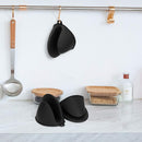 Silicone Oven Mitts Pot Holders Sets for Kitchen Heat Resistant Small Kitchen Mittens Rubber Air Fryer Mitts Mini Pot Pinch Grip for Cooking and Baking 1 Pair (Black)