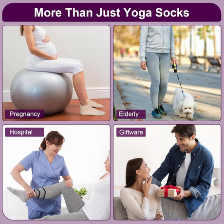 6 Pairs Breathable Women's Yoga Socks with Grippers Anti-Slip Sports Pilates Socks Suitable for Barre, Dance, Hospital, Home Use
