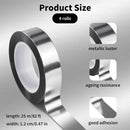 4 Rolls/110 Yard Metallic Mirror Tape - Silver 1/2'' Decorative Tapes - Self Adhesive Polyester Film Decor Tapes - DIY Graphic Art Tape - Wall Decor TV Frame Crafts Gift Box Wrapping