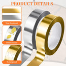 4 Rolls/110 Yard Metallic Mirror Tape - Gold & Silver 1/2'' Decorative Tapes - Self Adhesive Polyester Film Decor Tapes - DIY Graphic Art Tape - Wall Decor TV Frame Crafts Gift Box Wrapping