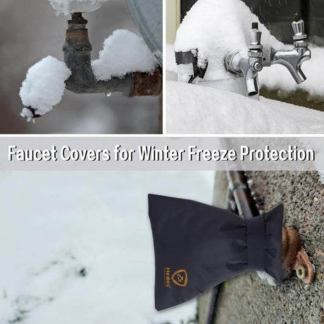 Pro Outdoor Faucet Covers for Winter Freeze Protection, 2 Pack 6'' W x 8.2'' H Winter Faucet Insulation Cover Socks, Hose Bib Covers for Winter (Faucet Cover 2 Pack)