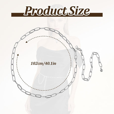 Silver Chain Belts for Women,Adjustable Womens Chain Belt Trendy Metal Belt for Jeans Dresses Pants