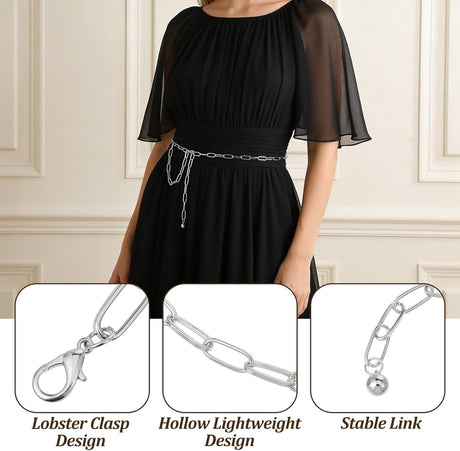 Silver Chain Belts for Women,Adjustable Womens Chain Belt Trendy Metal Belt for Jeans Dresses Pants
